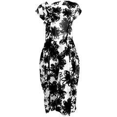 COMME DES GARCONS black and white abstract floral printed dress