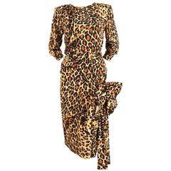Iconic 1986 YVES SAINT LAURENT leopard printed silk dress