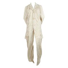 1993 COMME DES GARCONS 'elongated' cream brocade runway coat