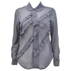 Comme des Garçons sheer grey ruffle shirt 2