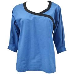 Lanvin 1980s blue cotton top 3