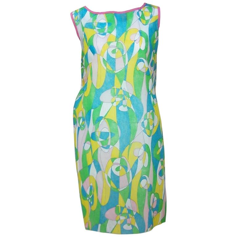 1960's Mod Beau Monde Go Go Blue and Green Paper Dress at 1stdibs