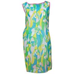 1960's Mod Beau Monde Go Go Blue & Green Paper Dress