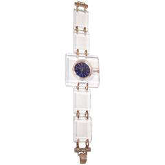 Mod 1960's Crawford Lucite Watch With Cobalt Blue Face