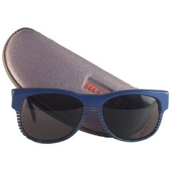 New Vintage Alain Mikli Blue Stripes 86313 Made in France Sunglasses 1980
s