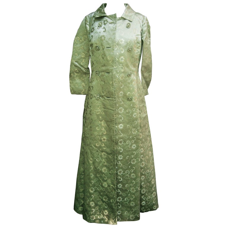 Opulent Mint Green Satin Brocade Opera Coat Ensemble for Saks Fifth Avenue at 1stDibs | brocade evening coat, green satin coat, mint green coat Opulent Mint Green Satin Brocade Opera Coat Ensemble for Saks Fifth Avenue at 1stDibs | brocade evening coat, green satin coat, mint green coat