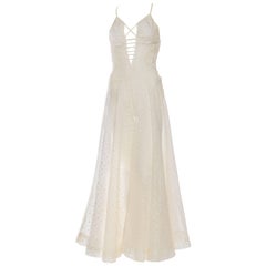 Vintage Rebuilt 1930s Embroidered Organdy and Victorian Lace Gown
