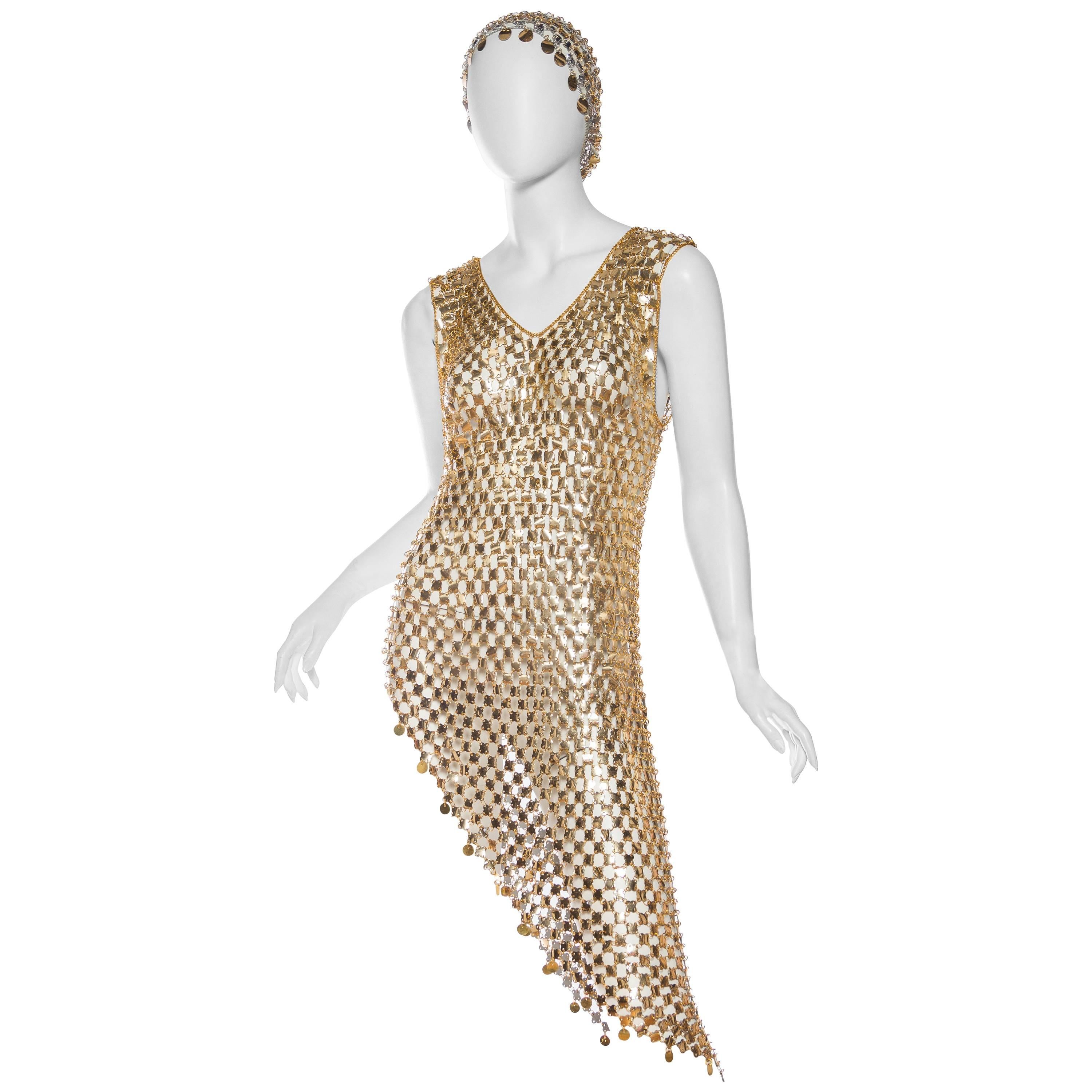 Paco Attributed gold Chain Link Dress