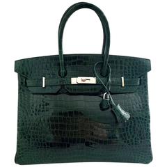 Hermes Birkin Bag Shiny Vert Fonce Dark Green Porosus Crocodile 35 cm from SPA 8