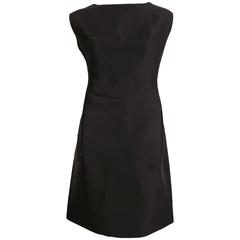 1960's TEAL TRAINA classic black wool shift dress with pockets 7