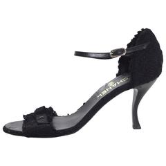 Chanel Black Boucle Sandals Sz 42