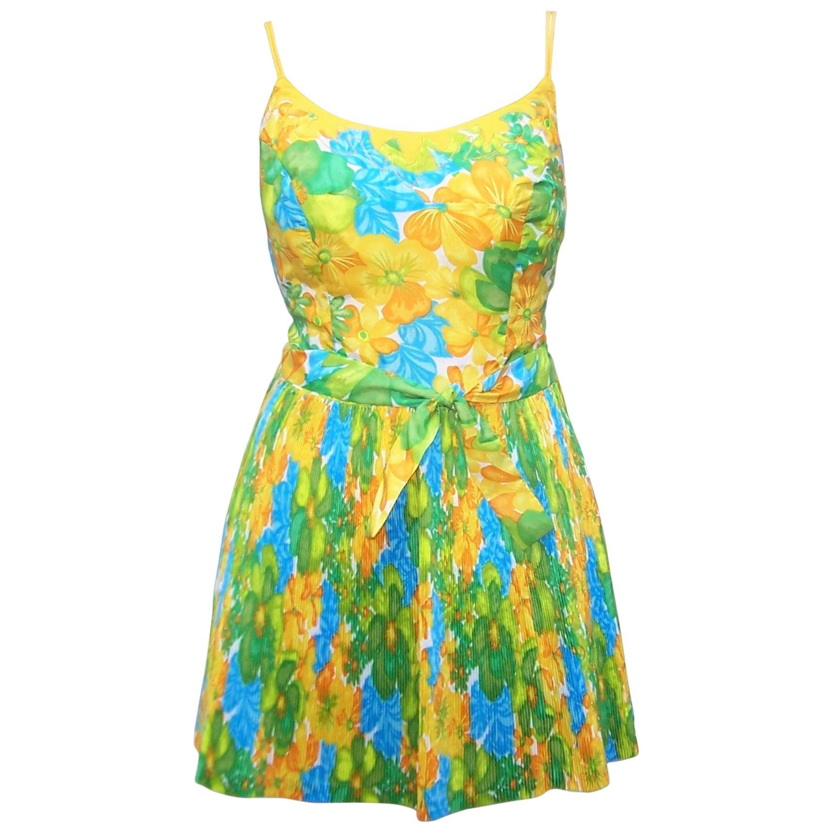 Retro C.1960 Tropical Floral Swimdress Bathing Suit