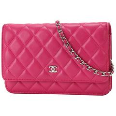 Chanel Pink Lambskin WOC Wallet on Chain 3way Crossbody Purse Bag
