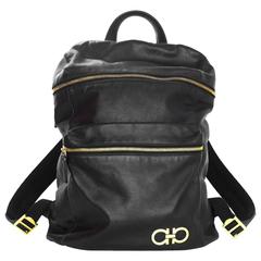 Salvatore Ferragamo Black Nevada Gancini Leather Backpack Bag 2