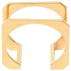 Sculptural & Architectural Gold Plated Modernist Cuff Bracelet 4