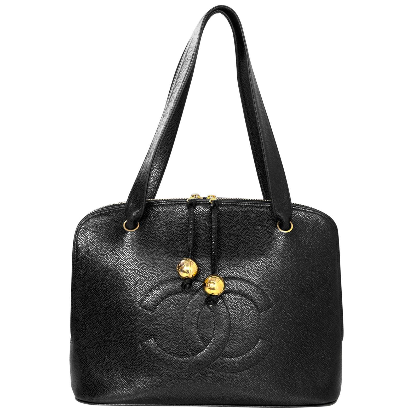 Chanel Black Vintage Caviar Leather Shoulder Bag