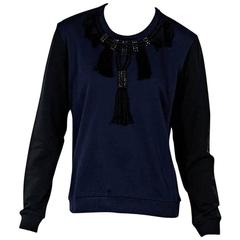 Navy Blue & Black Lanvin Embellished Sweatshirt 8