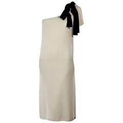 Ivory Chanel One-Shoulder Knit Dress 4