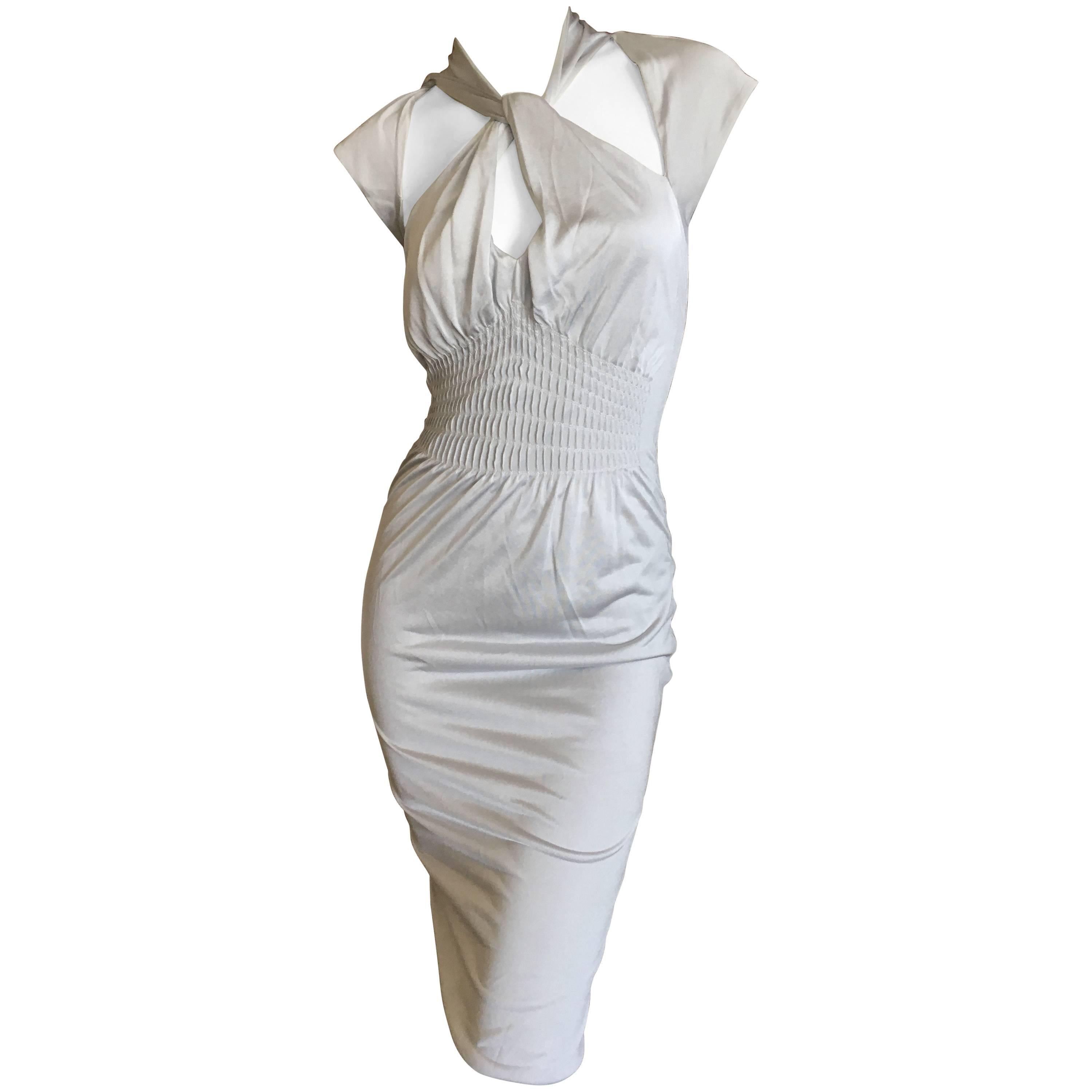 Gucci by Tom Ford Silver Backless Keyhole Dress For Sale