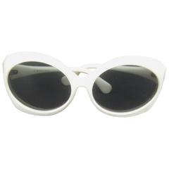 Mod Italian Sleek White Plastic Sunglasses ca 1970 11