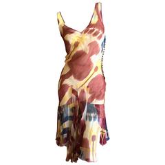 Christian Dior Sheer Silk Chiffon Ikat Print Dress by John Galliano