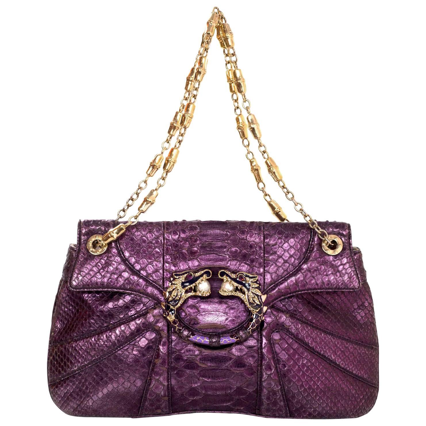 Gucci Tom Ford Purple Python Jeweled Dragon Bag