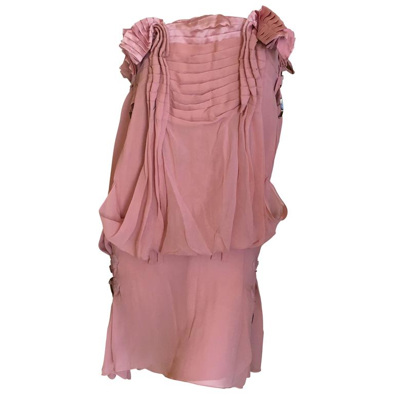 Christian Dior by John Galliano Pink Silk Dress with Bondage Strap ...