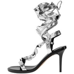 Isabel Marant New Runway Silver Leather Wraparound Sandals Heels in Box 6