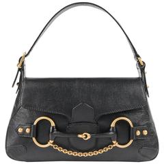 GUCCI A/W 2003 TOM FORD Black Genuine Leather Horsebit Shoulder Bag Purse 2