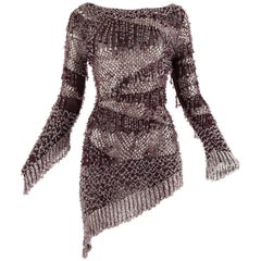 Julien Macdonald Autumn-Winter 2004 purple beaded knitted mini dress