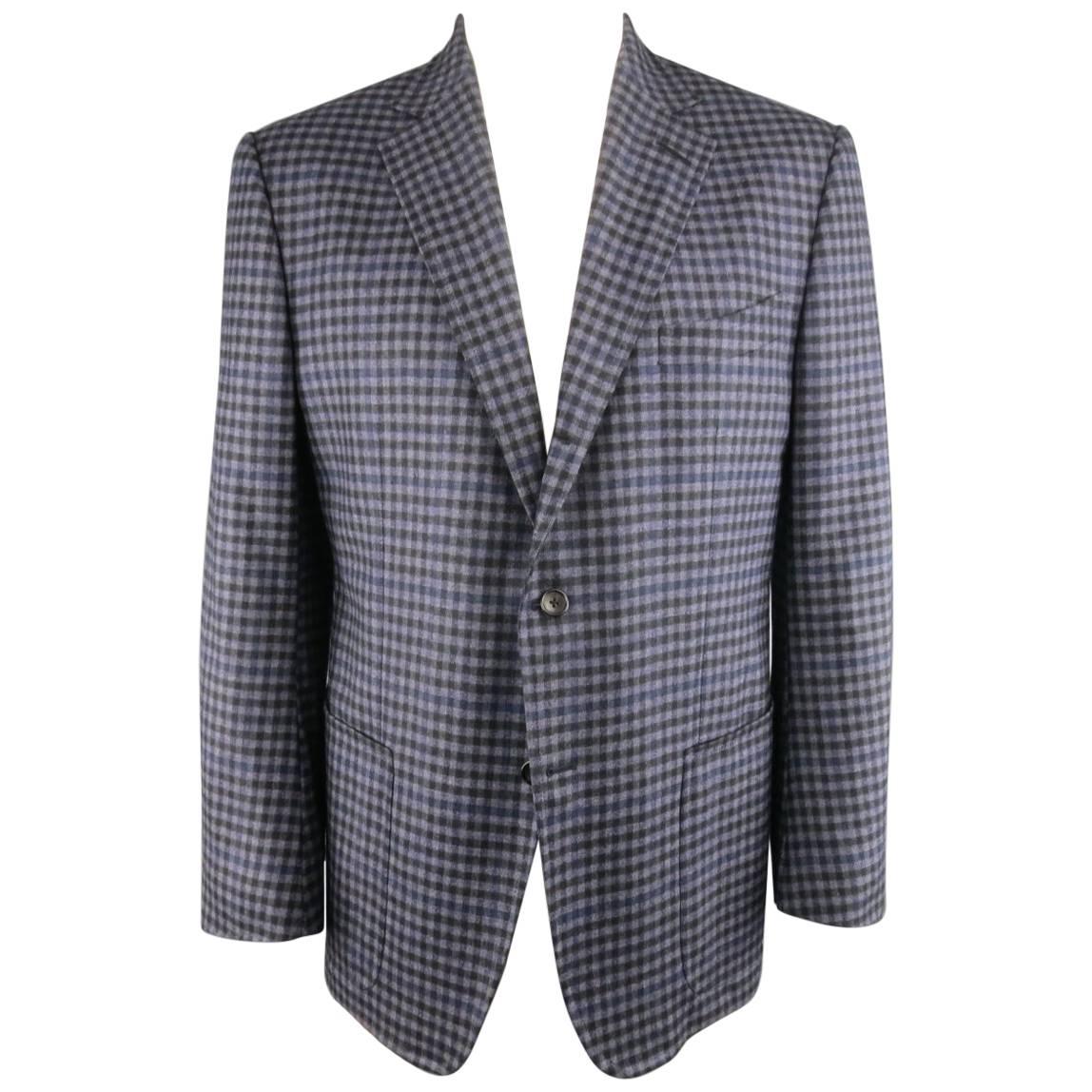 TOM FORD Sport Coat 48R Purple Check Plaid Wool Jacket / Blazer