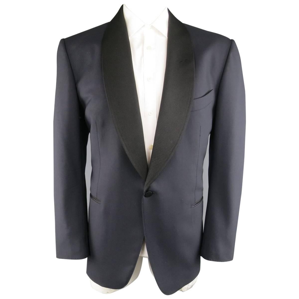 Men's TOM FORD 48 Regular Navy & Black Wool Shawl Collar Tuxedo Dinner Jacket
