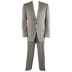 Tom Ford Black and White Glenplaid Wool / Mohair 2 Piece Peak Lapel Suit