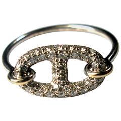 HERMES Ring Diamond and 18K White Gold Chaine D'Ancre