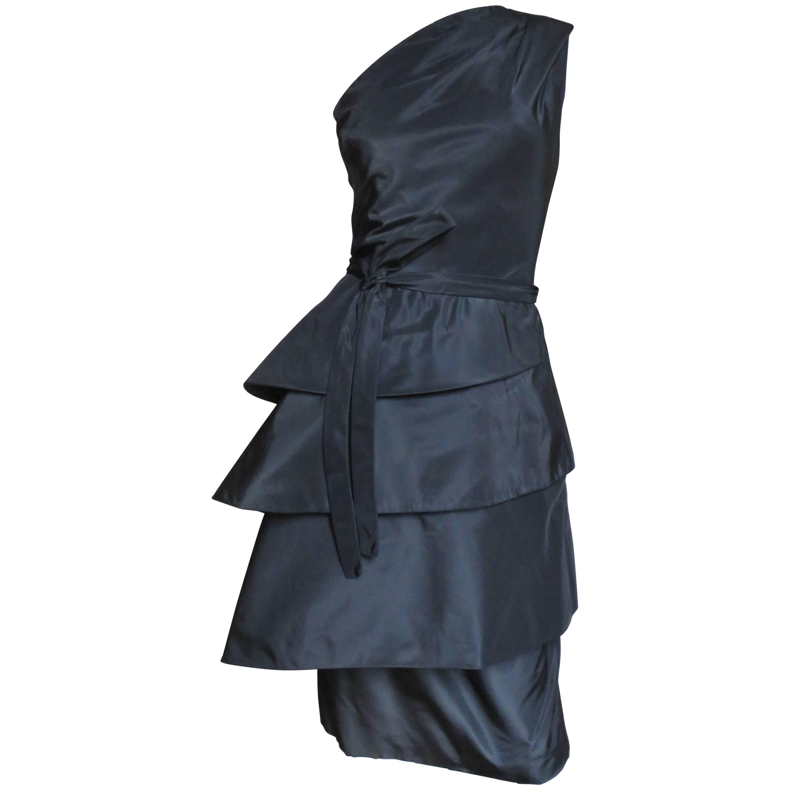 1950's New Vintage Sculptural Werle Silk Dress