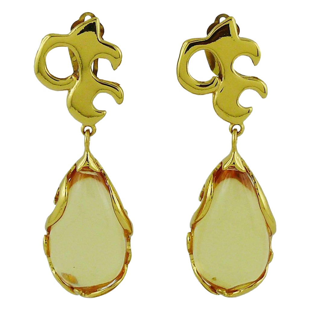 YVES SAINT LAURENT YSL Vintage Arabesques Dangling Earrings For Sale