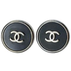 1996 Chanel Black and Silver Earrings 1