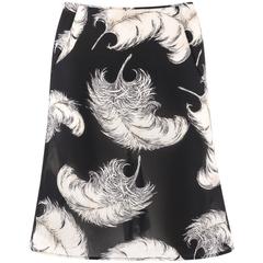 DOLCE & GABBANA A/W 1997 Black & White Feather Print Silk Chiffon Skirt