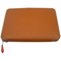  Hermès silk'in Globe Trotter Zip Agenda GM gold / Brand New