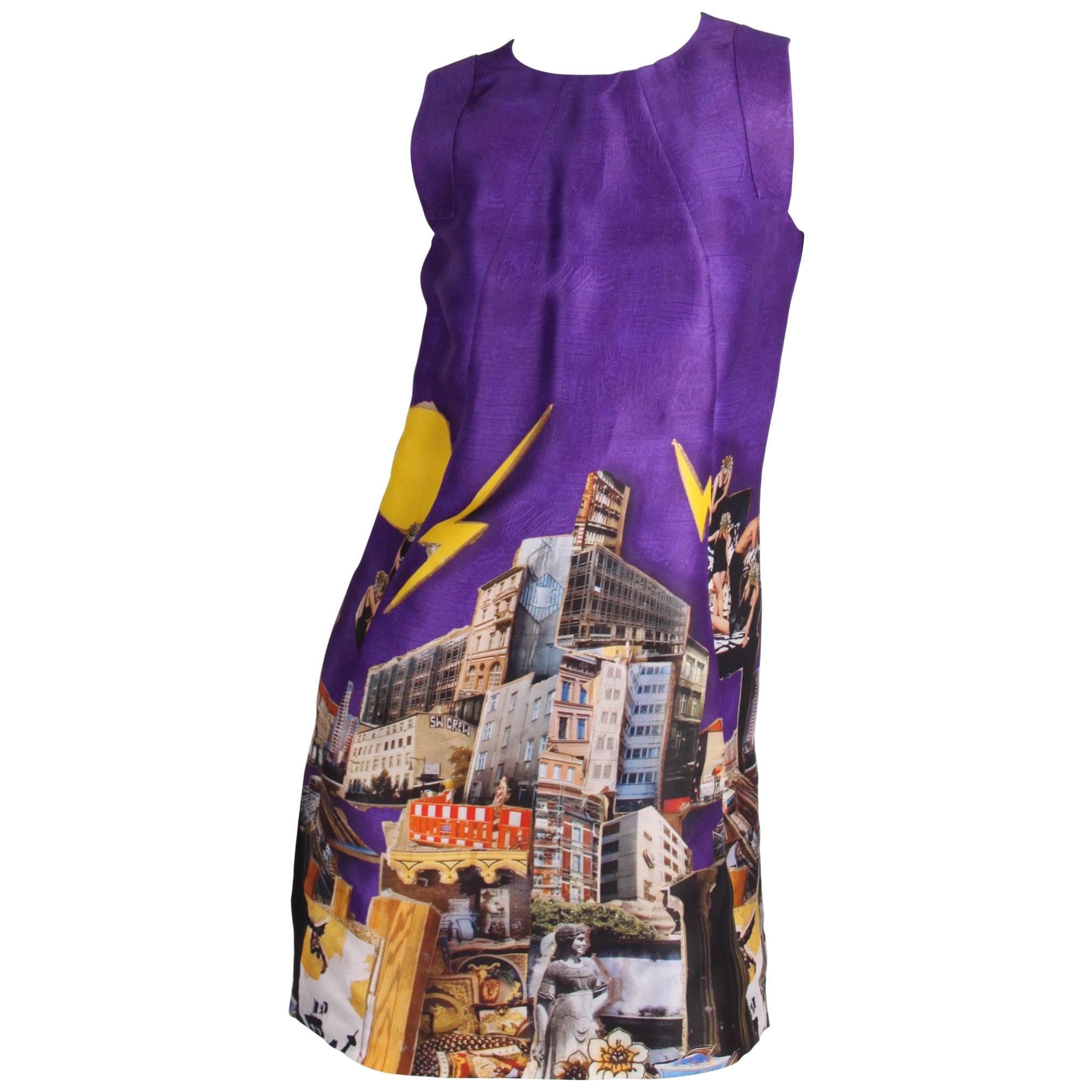 Versace & Tim Roeloffs Art Print Silk Dress - purple