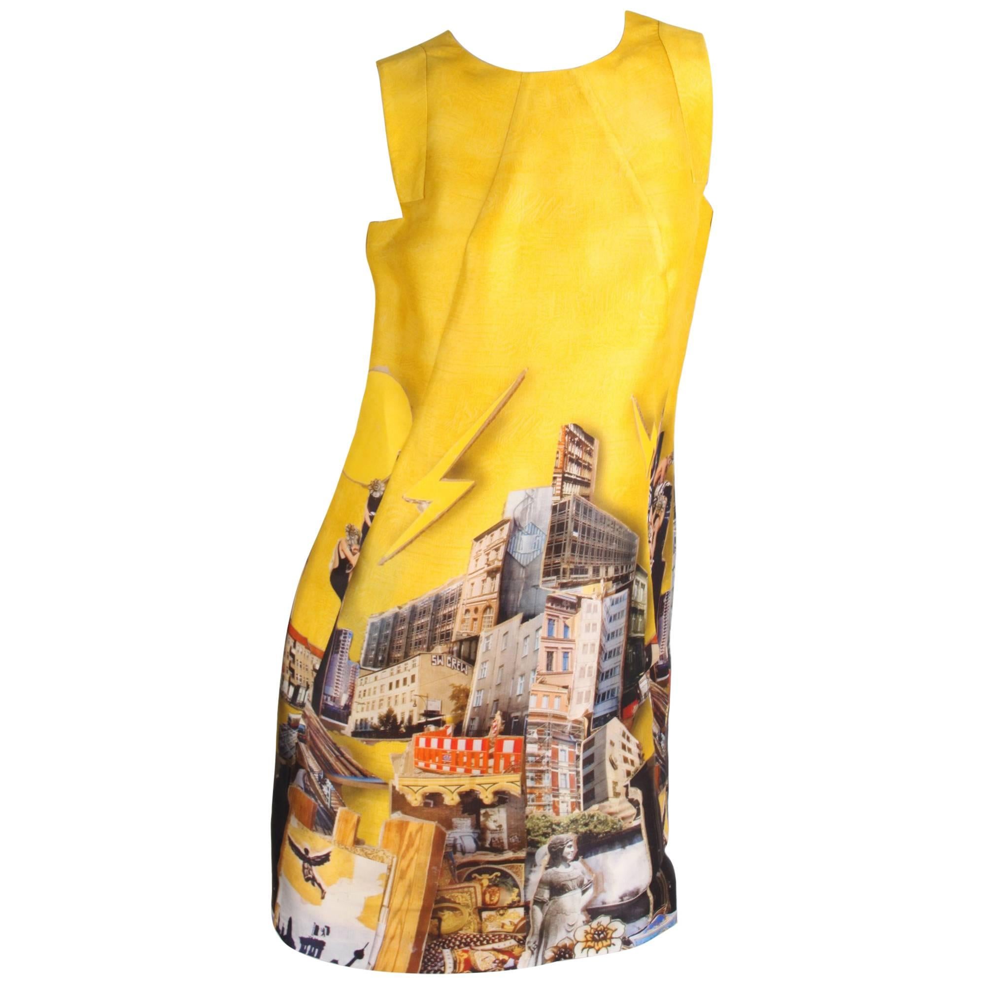 Versace & Tim Roeloffs Art Print Silk Dress - yellow 2008