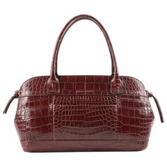 BRUNELLO CUCINELLI Brown Genuine Crocodile Satchel Handbag Purse 8