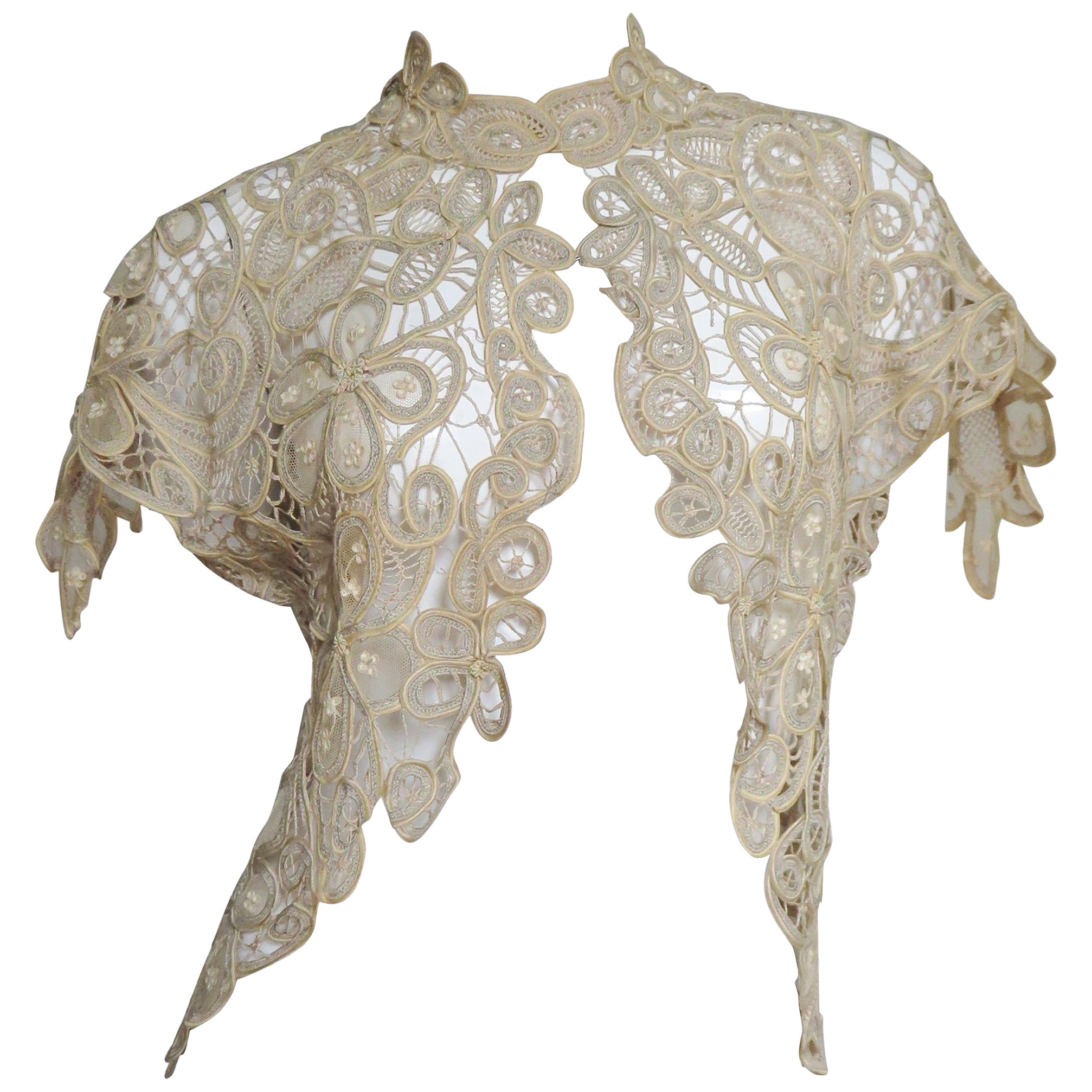 Silk Guipure Lace Exquisite 1930s Jacket Top For Sale