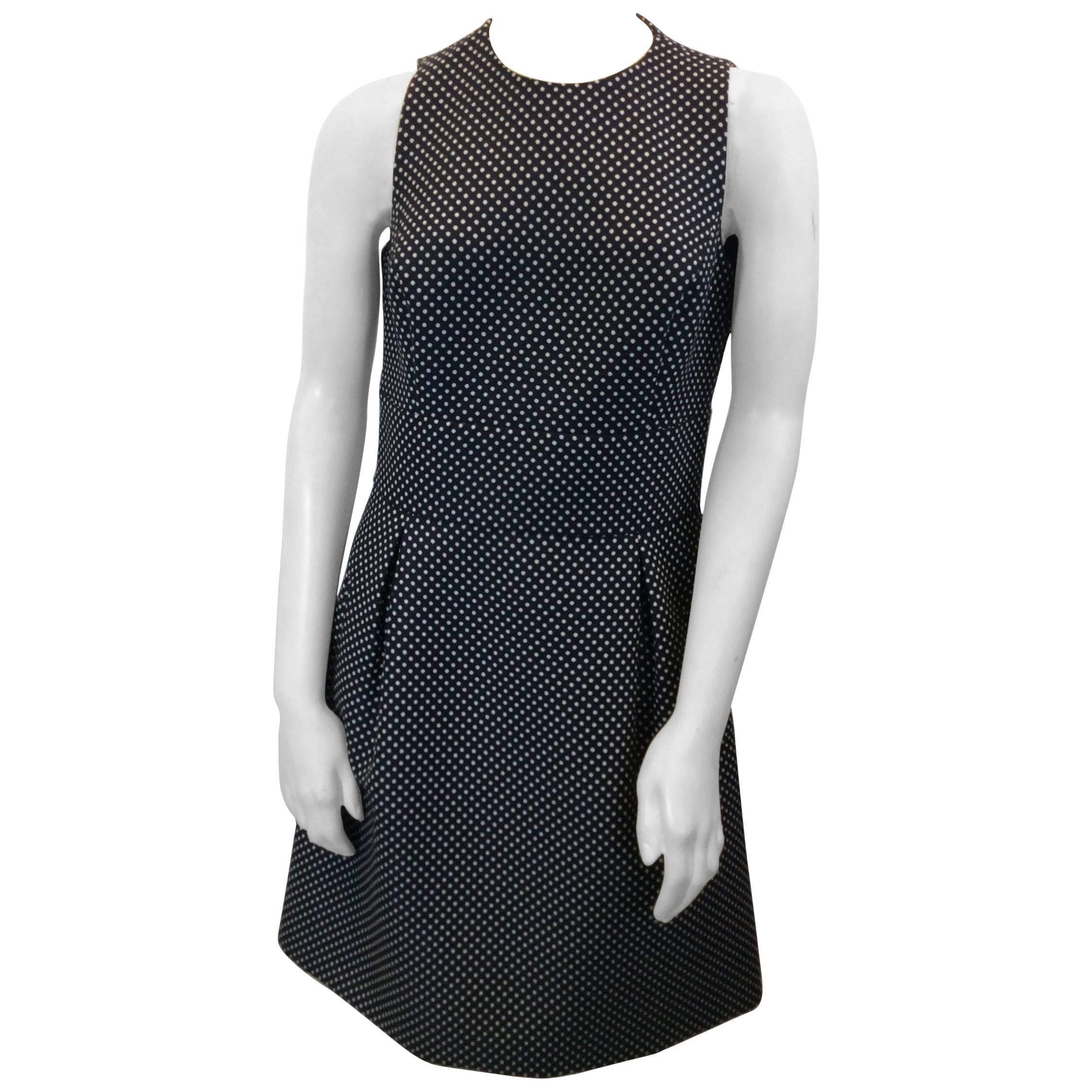 Michael Kors Navy Polka Dot Wool Dress  For Sale