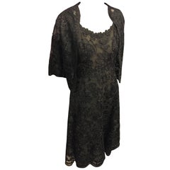 1961 Christian Dior Numbered Couture Black Lace Ensemble 