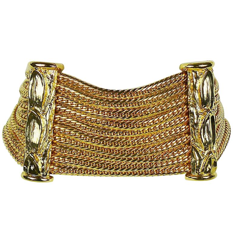 Christian Dior Boutique Vintage Gold Toned Multi Chain Choker Necklace