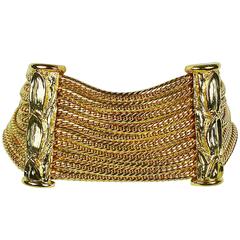 Christian Dior Boutique Vintage Gold Toned Multi Chain Choker Necklace 4