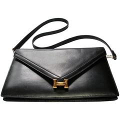 Hermès Lydies Clutch black box leather gold plated Hdw 7