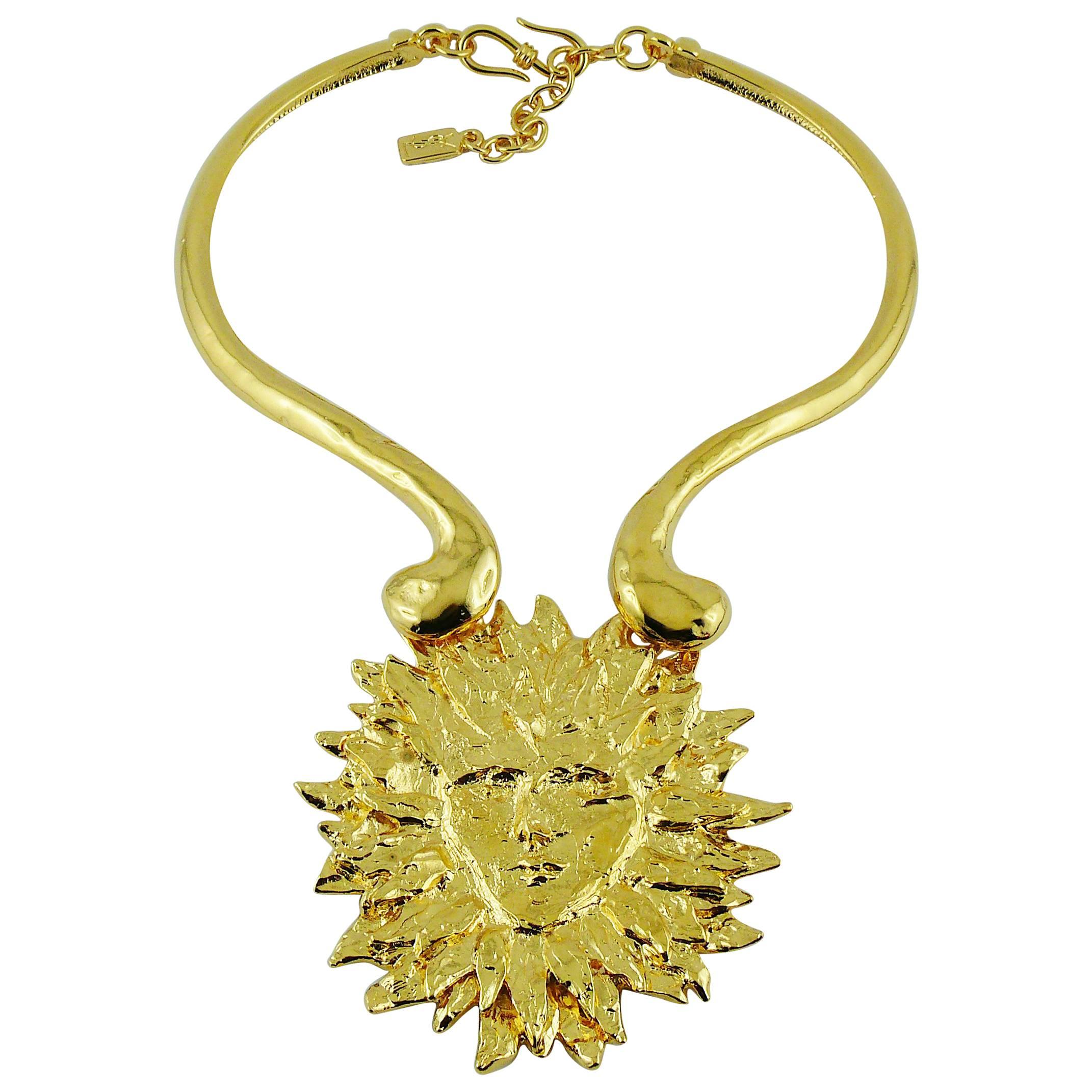 Yves Saint Laurent YSL Robert Goossens Vintage Rare Sun Face Chocker Necklace