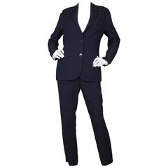 Akris Navy Seersucker Pantsuit Sz 8